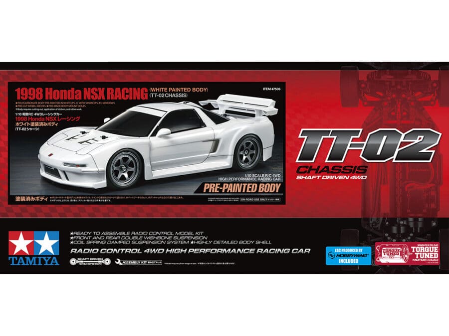 Tamiya 47506 1/10 RC 1998 Honda NSX Racing (White Painted Body) (TT-02 Chassis)：圖片 2