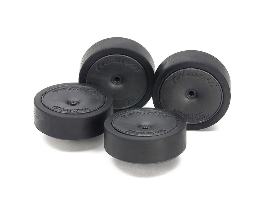 Tamiya 15544 Large Dia. Low Friction Low-Profile Tires (31mm) & Carbon Wheels (Dish)：圖片 1