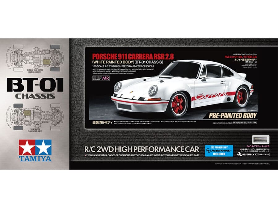Tamiya 47507 1/10 RC Porsche 911 Carrera RSR 2.8 (White Painted Body) (BT-01 Chassis)：圖片 2