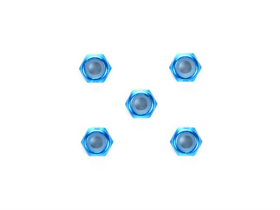 Tamiya 54155 RC 3mm Thin Aluminum Lock Nut (5pcs./Blue)：圖片 1