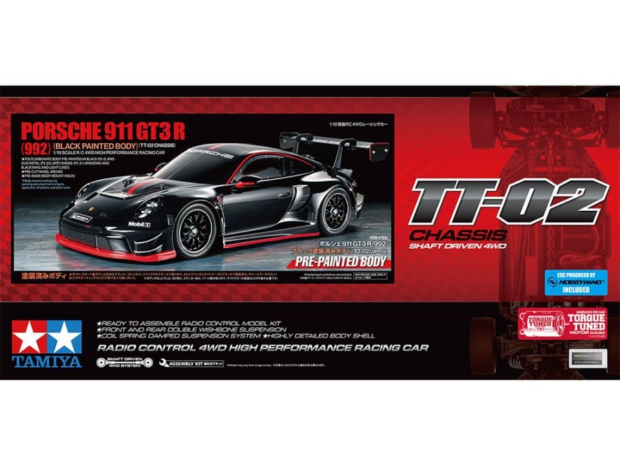 Tamiya 47512 1/10 RC Porsche 911 GT3 R (992) (Black Painted Body) (TT-02 Chassis)：圖片 2