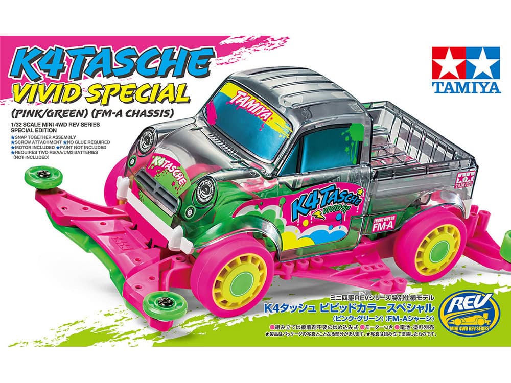 Tamiya 95699 1/32 Mini 4WD K4Tasche Vivid Special (Pink/Green) (FM