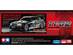 Tamiya 47525 1/10 RC Mercedes-Benz 190 E 2.5-16 EVO II 1991 (Black/Silver Painted Body) (TT-02 Chassis)：圖片 2