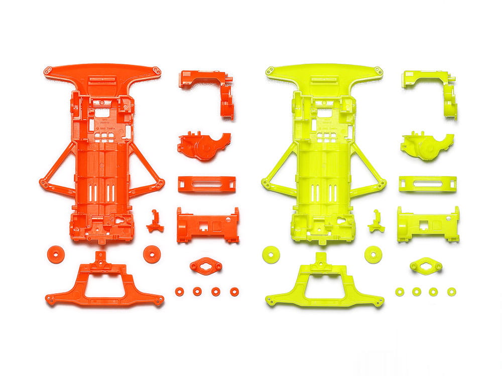 95710_1 Tamiya 95710 Super FM Chassis – Fluorescent Chassis Set (Fluorescent Orange & Fluorescent Yellow):圖片 1