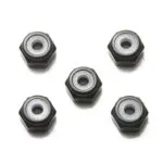 Tamiya 95719 2mm Aluminum Lock Nut (Black, 5 pcs)