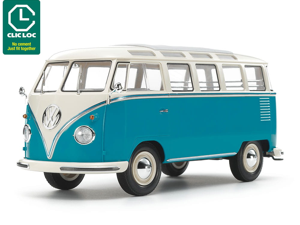 28102_1 Tamiya 28102 Clic Loc 1/24 SCALE VOLKSWAGEN TYPE 2 (T1) (BLUE/WHITE):圖片 1
