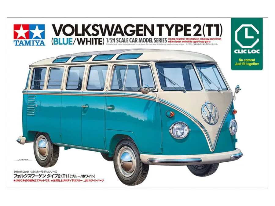Tamiya 28102 Clic Loc 1/24 SCALE VOLKSWAGEN TYPE 2 (T1) (BLUE/WHITE)：圖片 11